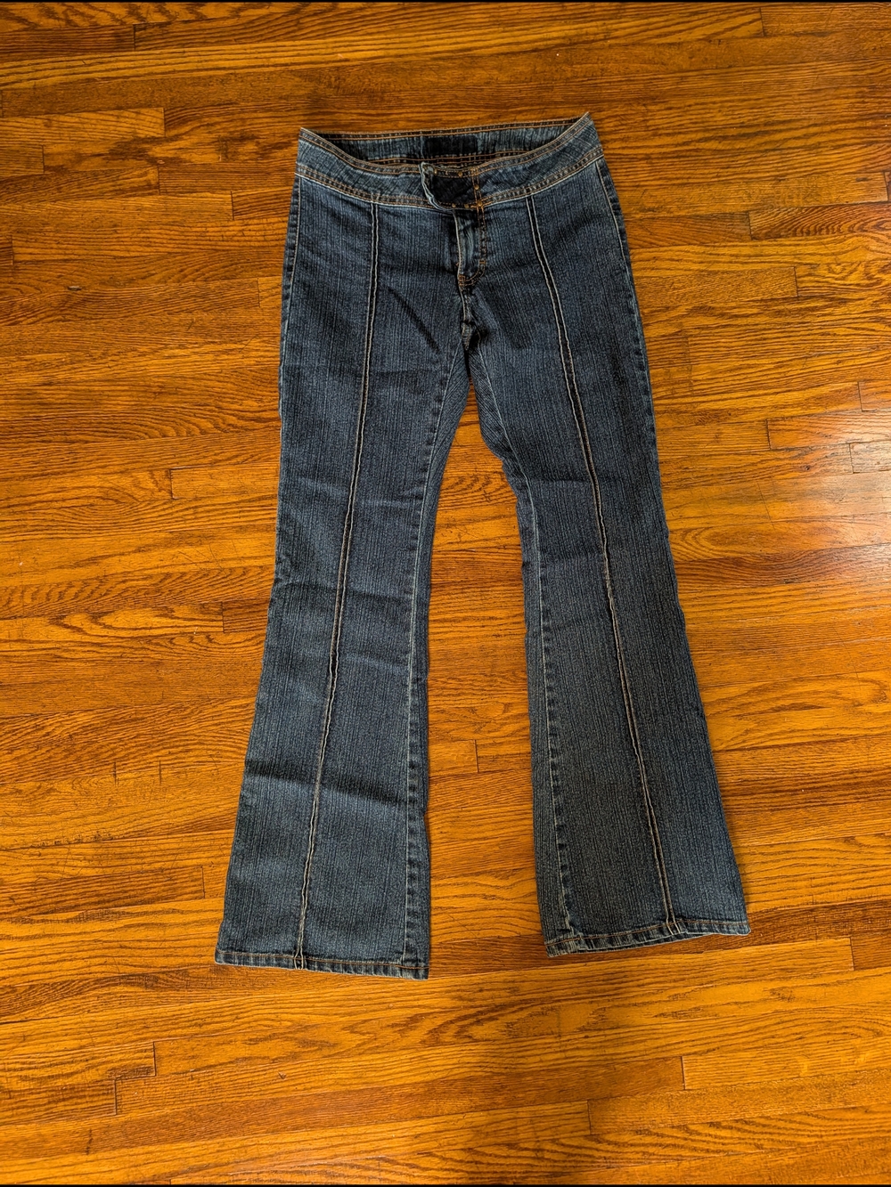 Jordache Dark Blue Flared Jeans with Front Panel Seams